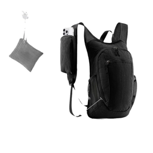 Zaino a gilet da trekking nero leggero con custodia per telefono e sacca extra