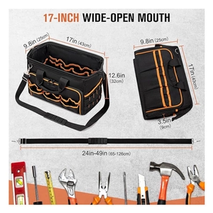 17-inch heavy duty oxford cloth tool bag with shoulder strap and multiple pockets