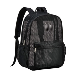 Heavy duty black mesh backpack for swimming beach travel with adjustable straps