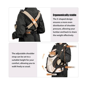 Ergonomic pet carrier backpack for cats and dogs with X-shaped pressure relief straps