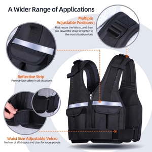 Gilet zavorrato regolabile con strisce riflettenti di sicurezza e cinturini in velcro