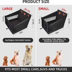 Detailed size guide for waterproof car pet seat cover with breathable mesh in two sizes