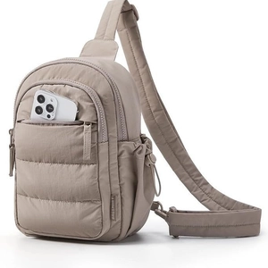 Lightweight Quilted Nylon Sling Bag For Women Men Water Resistant Padded Crossbody Chest Pack For Travel Casual Daily Use