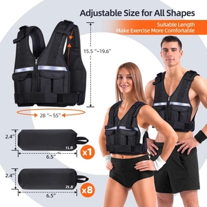 Gilet zavorrato regolabile con sacchi di sabbia e strisce riflettenti per fitness sport