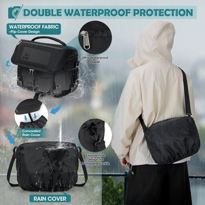 Detail showing double waterproof protection with waterproof zippers and rain cover