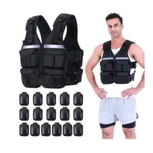 Gilet zavorrato regolabile con 16 piastre in acciaio e strisce riflettenti fitness