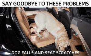 Car seat detail showing scratches caused by a dog to highlight the need for protection