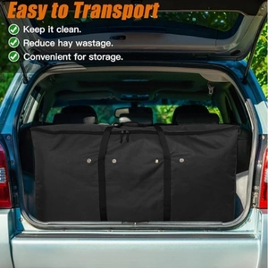 Portable heavy duty oxford hay storage bag for livestock transport in car trunk