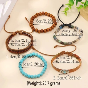 Bohemian style turquoise and wood bead bracelet set for Samsung watch band replacement