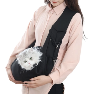 Sac bandoulière de transport noir pour chats et petits chiens avec large bandoulière