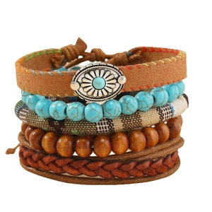 Bohemian multilayer turquoise beaded watch strap and bracelet set for Samsung watches