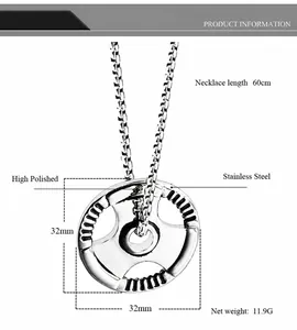 Polished titanium steel barbell weight pendant necklace with 60cm chain dimensions