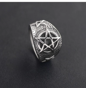 Macro shot of punk star ring featuring vintage rock texture and hammered metal details