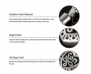 Detail view of high polish stainless steel SON pendant with black oil drip craft finish