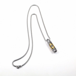 Vintage Herren Edelstahl Zylinderkette mit graviertem Auge der Vorsehung Anhänger