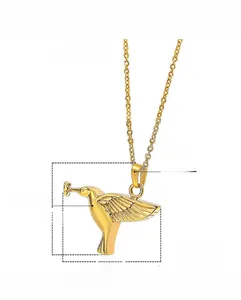 Detailed specs of hummingbird cremation urn pendant with 45+5cm stainless steel chain