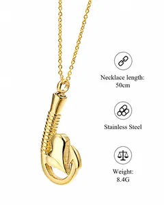 Detailed size specifications of the high polished stainless steel heart and fish hook pendant