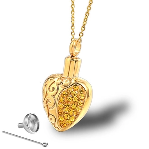 Heart Cremation Urn Necklace For Ashes Stainless Steel Openable Perfume Bottle Pendant Memorial Keepsake Jewelry For Men Women