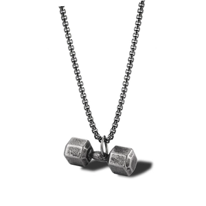 Collier Pendentif Haltère Fitness pour Hommes Femmes en Acier Inoxydable Gym Musculation Haltère Sport Bijoux Cadeau
