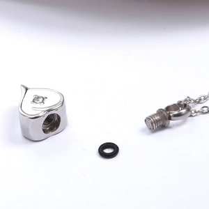 Collana a cuore in acciaio inossidabile per ceneri con cristallo e tappo a vite