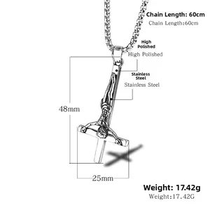 Detailed specs of stainless steel upside-down crucifix pendant with 60cm chain