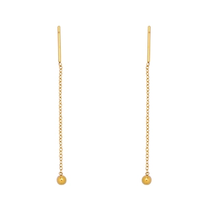 Boucles d'oreilles minimalistes en acier inoxydable plaqué or 18K avec perles dorées
