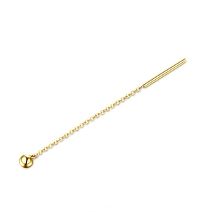 Boucles d'oreilles traversantes en acier titane plaqué or 18K avec perles et longs fils