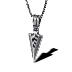 Spearhead Arrowhead Pendant Necklace For Men Stainless Steel Titanium Steel Vintage Punk Geometric Jewelry Gift For Boys
