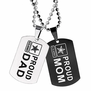 Vintage Edelstahl Militär Dog Tag Anhänger Halskette Für Herren Damen Proud Dad Mom Gedenkschmuck Geschenk