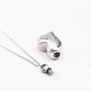 Dad Heart Cremation Necklace for Ashes Stainless Steel Memorial Pendant with Chain