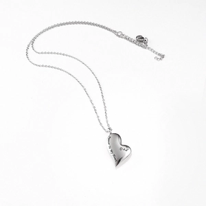 Silver heart urn necklace for dad engraved with Forever In My Heart memorial pendant