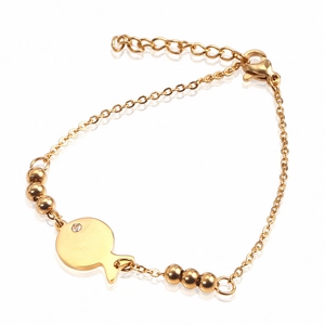 Minimalist Stainless Steel Fish Shaped Rhinestone Bracelet For Women Gold Silver Plated Dainty Animal Adjustable Chain Jewelry