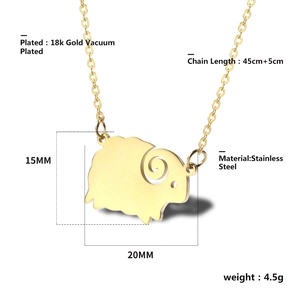Spécifications détaillées de taille pour le collier pendentif mouton plaqué or 18 carats