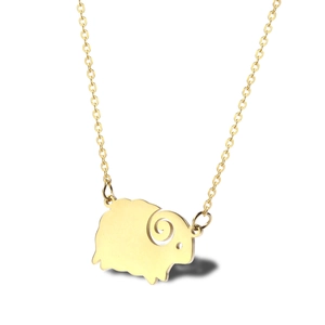 Collier Pendentif Mouton Animal Mignon en Acier Inoxydable Plaqué Or 18K Bijoux Minimalistes Quotidiens pour Femmes Filles