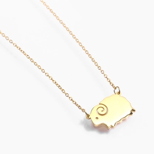 Collier en acier inoxydable plaqué or 18K avec pendentif mouton mignon poli pour femme