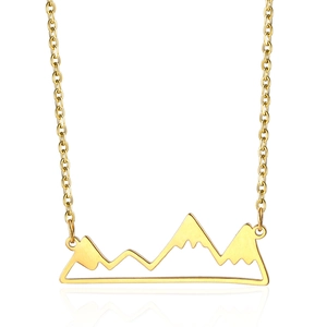 Minimalist Mountain Peak Pendant Necklace Titanium Steel Eighteen K Gold Plated Nature Inspired Jewelry For Women