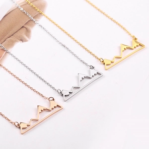 18K gold plated mountain peak pendant necklace in rose gold, silver and golden finishes