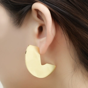 Chic gold-plated semi-circle geometric earrings with a matte textured finish for women