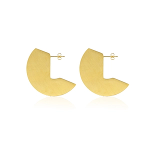 Stainless Steel Fan Shaped Stud Earrings Western Chic Gold Plated Minimalist Geometric Irregular Brushed Metal Jewelry