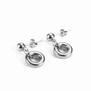 Minimalist silver stainless steel hoop earrings with S925 engraved stamp for unisex wear