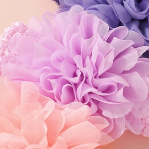 Trois elegantes bandeaux fleurs en maille de mousseline rose et violette pour filles