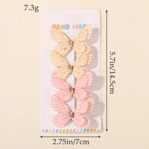 Set of 4 handmade butterfly hair clips with glitter fabric and sparkling rhinestones