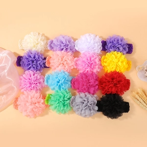 Ensemble de Bandeaux à Grosses Fleurs en Mousseline Pour Bébé Filles Bandeaux Élastiques Doux Accessoires de Photographie Cadeau
