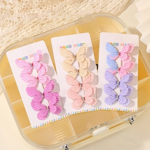 Glitter butterfly hair clip set for girls with colorful sparkles and handmade paper card