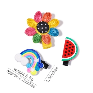 Ensemble de pinces à cheveux mignonnes fleurs et arc-en-ciel pour petites filles