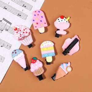 Lot de barrettes à cheveux pour enfants style crème glacée et dessert macaron