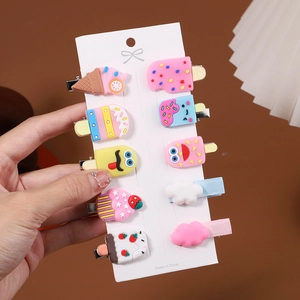 Lot de 10 barrettes à cheveux mignonnes avec breloques crème glacée pour filles et bébés