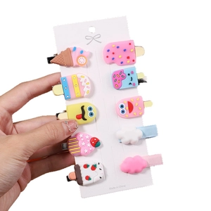 Lot de 10 pinces à cheveux mignonnes pour filles avec motifs glace et nuages colorés