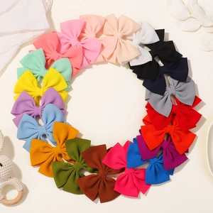 Fermagli per Capelli con Fiocco per Bambini Tessuto a nido d'ape in Poliestere a Costine Grandi Fiocchi per Bambine Accessori per Capelli Quotidiani