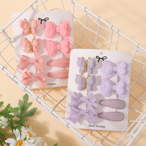 Charmant ensemble de barrettes à cheveux papillon et nœud pour filles en rose et lilas
